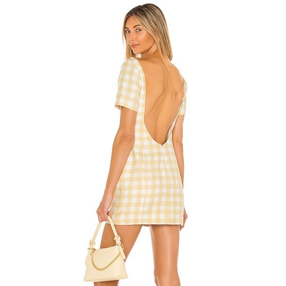 Camila Coelho Dresses & Skirts - Camila Coelho Delphine Mini Dress in Yellow & White Metallic Tweed Low Back XS